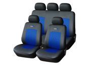 Adeco [CV0223] 9 Piece Car Vehicle Seat Covers Universal Fit Black Blue Detail