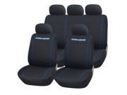 Adeco [CV0212] 9 Piece Car Vehicle Seat Covers Whole Set Universal Fit Black Interior Decor