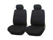 Adeco [CV0138] Set of 4 Piece Car Vehicle Front Seat Covers Universal Fit Black Color Interior Decor