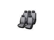 Adeco [CV0154] Whole Set of 9 Piece Car Vehicle Seat Covers Luxury Leatherette Universal Fit Black and Gray Color Interior Decor