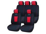 Adeco 9 Piece Car Vehicle Protective Seat Covers Universal Fit Black Red Back piece and Headrest