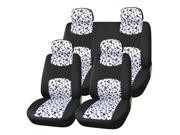 Adeco [CV0211] 8 PieceCar Vehicle Seat Covers Universal Fit Black Dalmatian Print