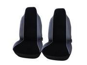 Adeco [CV0195] 2 Piece Velvet Car Vehicle Seat Covers Universal Fit Black Gray Mesh