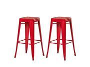 Adeco 30 Inch Metal Bar Stools Set of 2 Red