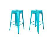 Adeco 30 inch Metal Iron Barstool Stools Perforated Top Indutrial Chic High Gloss Counter Stool Chair Green set of 2