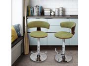 Adeco Yellow to Green Adjustable Plywood Barstool With Fabric
