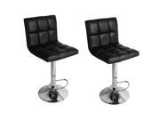 Adeco CH0016 1 Black Adjustable Barstool Chairs Set of 2 Chrome Finish for Home Decor