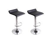 Adeco CH0022 1 Black Low Back Hydraulic Lift Adjustable Barstool Chairs Set of 2 Chrome Finish Home Decor