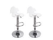 Adeco CH0024 Transparent Hydraulic Lift Adjustable Barstool Chairs Set of 2 Chrome Finish Home Decor