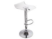 Adeco CH0025 Transparent Hydraulic Lift Low Back Adjustable Barstool Chairs Set of 2 Chrome Finish Home Decor