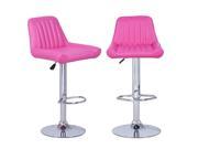 Adeco CH0043 2 Pink Adjustable Modern Barstool Chair Chrome Finish Home Decor