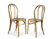 Adeco CH0014 Elm Wood Rattan Antique Dining Chairs Set of 2 Home Decor