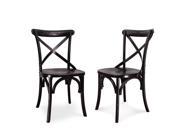 Adeco Elm Wood Rattan Antique Dining Chairs Set of 2