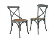 Adeco CH0003 Elm Wood Rattan Antique Dining Chairs Set of 2 Home Decor