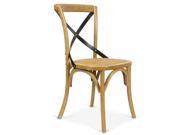 Adeco CH0002 Elm Wood Rattan Antique Dining Chairs Set of 2 Home Decor