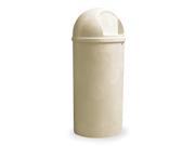 RUBBERMAID FG816088BEIG Side Opening Trash Can Round 15 gal.