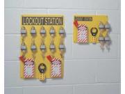 BRADY LC205G Lockout Station Filled 10 Locks Blk Ylw
