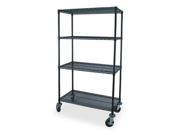 2HDN4 Wire Cart 4 Shelf 48x24x69 Black