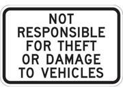 LYLE T1 1046 EG_18x12 Sign Not Responsible 12 x18 In