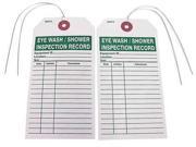 BADGER TAG LABEL CORP 103 Eye Wash Shower Inspec. Record Tag PK25