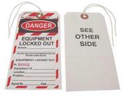 Danger Equipment Locked Out Tag Badger Tag Label Corp 113 5 3 4 Hx2 7 8 W