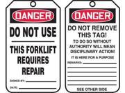 Danger Tag Accuform Signs TRS327PTP 5 3 4 Hx3 1 4 W