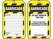 Barricade Tag Accuform Signs TAB107FTP 5 7 8 Hx3 3 8 W