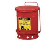 JUSTRITE 09100 Oily Waste Can 6 Gal. Steel Red