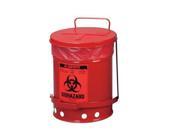 JUSTRITE 05910R Biohazard Waste Container 15 In. W