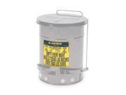 JUSTRITE 09304 Oily Waste Can 10 Gal. Steel Silver