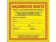 ACCUFORM SIGNS MHZW20EVC Hazardous Waste Label Red Yellow PK 100