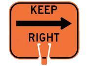 TAPCO 535 00062 Traffic Cone Sign Orng w Blk Keep Right