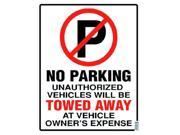 No Parking Sign Cosco 98060 19 Hx15 W