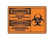 ACCUFORM SIGNS SBMBHZ301MVA Warning Biohazard Sign 10 x 14In BK ORN