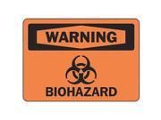 ACCUFORM SIGNS MBHZ300VP Warning Biohazard Sign 10 x 14In BK ORN