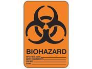 ACCUFORM SIGNS MBHZ502VP Biohazard Sign 14 x 10In BK ORN PLSTC