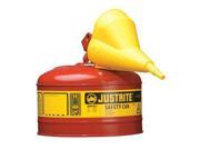 JUSTRITE 7125110 Type I Safety Can 2.5 gal Red 111 2In H