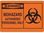 CONDOR Y4034539 Warning Biohazard Sign Plastic 10 in. H