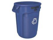 RUBBERMAID FG263273BLUE Recycling Receptacle 32 gal. LLDPE Blue