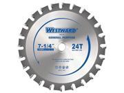 WESTWARD 24EL39 Circular Saw Blades 7 1 4 In 24T PK10