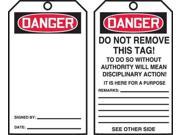 Danger Tag By The Roll Accuform Signs TAR412 6 1 4 Hx3 W