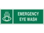 BRADY 90933 Eye Wash Sign 5 x 14In WHT GRN ENG SURF