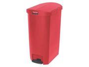 22 7 64 Step On Trash Can Red Rubbermaid 1883569