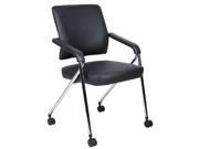 Stacking Chair Fixed Arms Vinyl Black 6GNP0