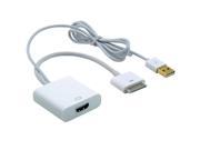 Dock Connector to HDMI Cable Adapter with USB Charger for iPad 2 3 iPhone 4 4S 4G iPod Touch