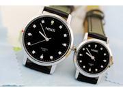 Vintage Student Mens Womens Leather Strap Wristwatches Woman Couple Quartz Watch a Pair