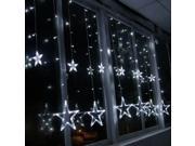 LED Star Curtain Lights with 12 Stars LED Net Lights for Christmas White