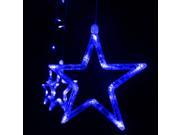 LED Star Curtain Lights with 12 Stars LED Net Lights for Christmas Blue