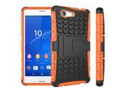 Silicone Plastic Shell Heavy Duty Armor Tyre Rugged Holder Stand Case for Sony Xperia Z3 Compact Case Cover Z3 Mini 4.6 D580