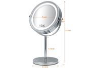 7 Inch 10X Magnification LED Table Cosmetic Mirror Silver Chrome UV Finish Makeup Mirrors Professional for Self Makeup Mirror D710